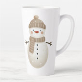 Schattige Sneeuwman Tekening Naam Kerstmis Latte Mok (Rechts)