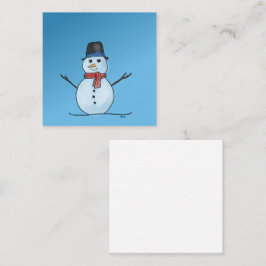 Schattige Sneeuwman Vlakke Notitiekaart Notitiekaartje