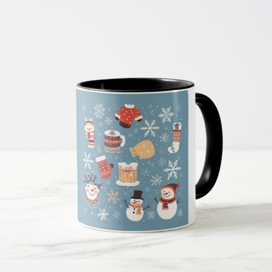 Schattige Sneeuwman & Warme Chocolade Sfeer Mok (Voorkant rechts)