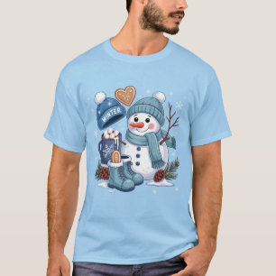 Schattige Sneeuwman Winter Seizoen Sfeer Kerstvaka T-shirt