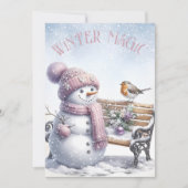 Schattige sneeuwman winterkerst feestdagenkaart (Voorkant)