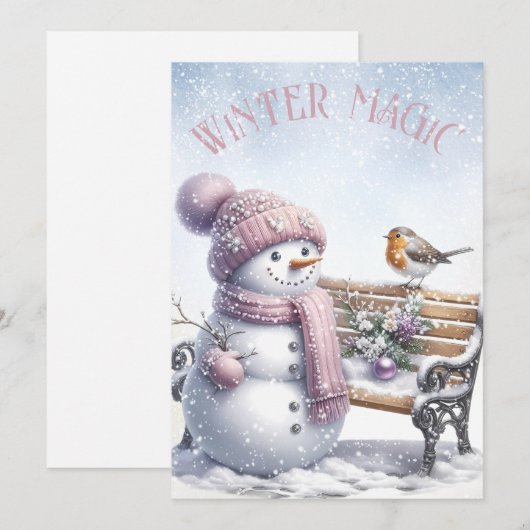 Schattige sneeuwman winterkerst feestdagenkaart (Voorkant / Achterkant)