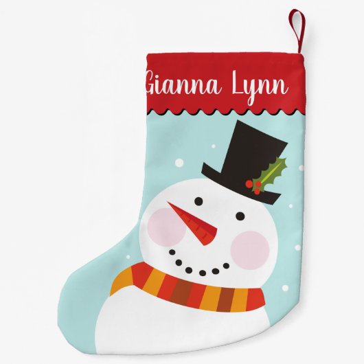 Schattige sneeuwmanmonogram kleine kerstsok (Achterkant)