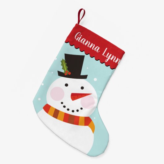 Schattige sneeuwmanmonogram kleine kerstsok (Voorkant (Hangend))