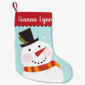 Schattige sneeuwmanmonogram kleine kerstsok (Voorkant)