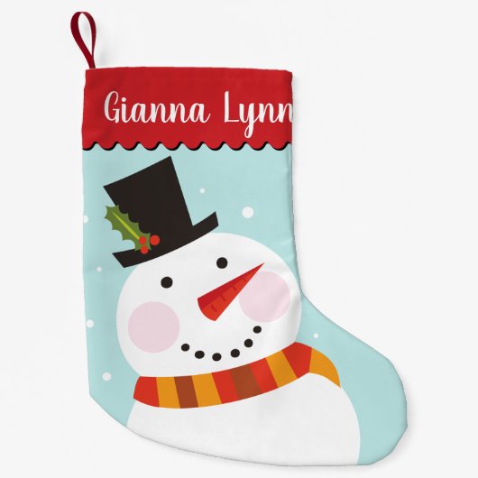 Schattige sneeuwmanmonogram kleine kerstsok (Voorkant)