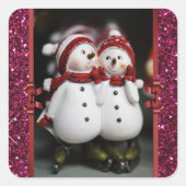 Schattige sneeuwmannen Kerst sticker (Voorkant)