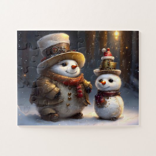 Schattige Sneeuwmannen Legpuzzel (Horizontaal)