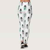 Schattige Sneeuwmannen op Witte Achtergrond Leggings (Achterkant)