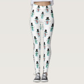 Schattige Sneeuwmannen op Witte Achtergrond Leggings (Voorkant)