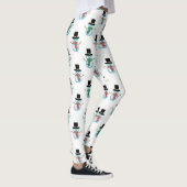 Schattige Sneeuwmannen op Witte Achtergrond Leggings (Rechts)