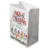Schattige Sneeuwmannen Prettig Kerstfeest Medium Cadeauzakje (Achterkant Gekanteld)