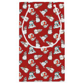 Schattige sneeuwmanpatroon - rode kerst klein cadeauzakje (Achterkant)