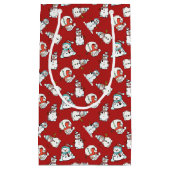 Schattige sneeuwmanpatroon - rode kerst klein cadeauzakje (Voorkant)