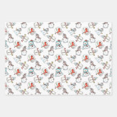 Schattige sneeuwmanpatroon - zwart, wit en rood inpakpapier vel (Voorkant 2)