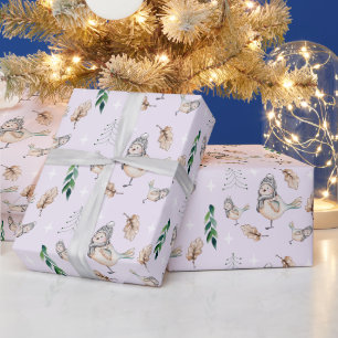 Schattige Sneeuwmus Aquarel Handgeschilderd Cadeaupapier