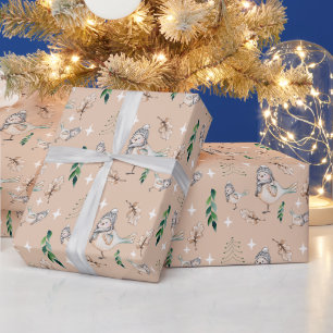 Schattige Sneeuwmus Aquarel Handgeschilderd Cadeaupapier