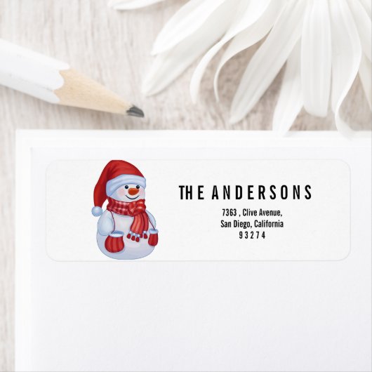 schattige sneeuwpop etiket (Insitu)