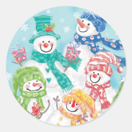 Schattige sneeuwpop Kerst sticker