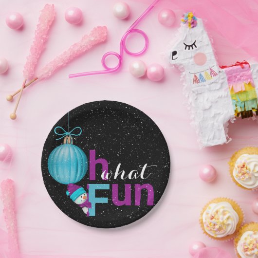 schattige sneeuwpop met feestversiering papieren bordje (Feest)