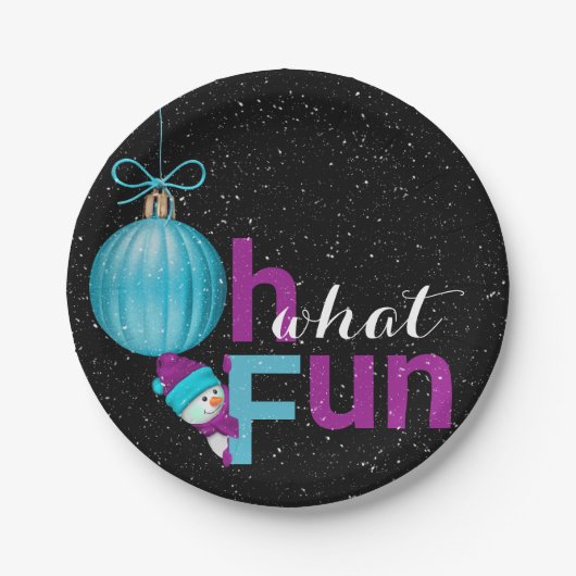 schattige sneeuwpop met feestversiering papieren bordje (Voorkant)