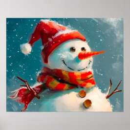 Schattige  sneeuwpopje kerst poster
