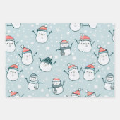 Schattige sneeuwpoppen en sneeuwvlokken Kerst Inpakpapier Vel (Voorkant)
