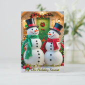 Schattige sneeuwpoppen kaart (Staand voorkant)