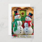 Schattige sneeuwpoppen kaart (Voorkant / Achterkant)