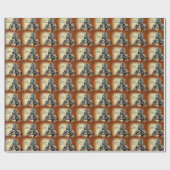 Schattige sneeuwpoppen - Rust en blauw Cadeaupapier (Vlak)