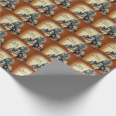 Schattige sneeuwpoppen - Rust en blauw Cadeaupapier (Hoek)