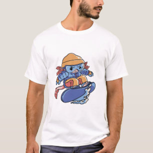 Schattige Sneeuwsboardende Axolotl – Wintersport C T-shirt