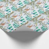 schattige sneeuwscène met fox en konijnen cadeaupapier (Hoek)