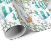 schattige sneeuwscène met fox en konijnen cadeaupapier (Rol Hoek)