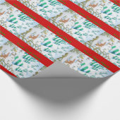 schattige sneeuwscène met fox en konijnen cadeaupapier (Hoek)