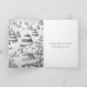 schattige sneeuwscène met fox en konijnen feestdagen kaart (Binnen)