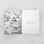 schattige sneeuwscène met fox en konijnen feestdagen kaart (Binnen)