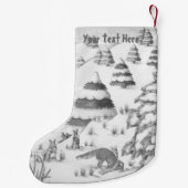 schattige sneeuwscène met fox en konijnen kleine kerstsok (Achterkant)