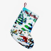 schattige sneeuwscène met fox en konijnen kleine kerstsok (Voorkant (Hangend))