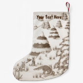 schattige sneeuwscène met fox en konijnen kleine kerstsok (Achterkant)