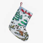 schattige sneeuwscène met fox en konijnen kleine kerstsok (Voorkant (Hangend))