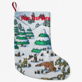 schattige sneeuwscène met fox en konijnen kleine kerstsok (Voorkant)