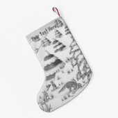 schattige sneeuwscène met fox en konijnen kleine kerstsok (Achterkant (Hangend))