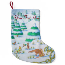 schattige sneeuwscène met fox en konijnen