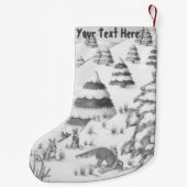 schattige sneeuwscène met fox en konijnen kleine kerstsok (Achterkant)