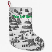 schattige sneeuwscène met fox en konijnen kleine kerstsok (Voorkant)