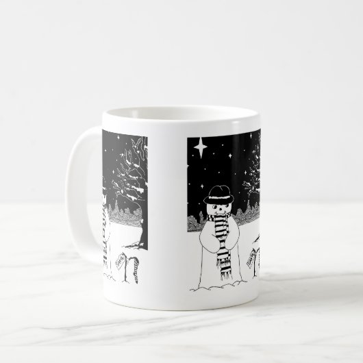 schattige sneeuwscène voor kerst koffiemok (Voorkant links)