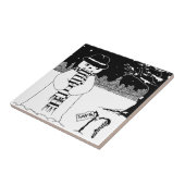 schattige sneeuwscène voor kerst tegeltje (Zijkant)