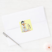 schattige sneeuwscène voor kerst vierkante sticker (Envelop)