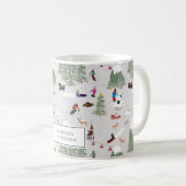 Schattige sneeuwskiën berghellingen landschap koffiemok (Voorkant rechts)